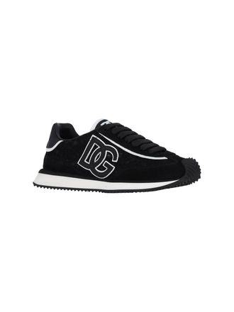 Dolce & Gabbana Logo-Embroidered Low-Top Sneaker - Black