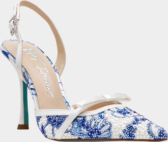 Betsey Johnson Womens Roza Slingback Heels In White/blue