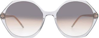 HUGO BOSS Grey Brown Hexagonal Ladies Sunglasses BOSS 1585/S 0KB7/PR 56