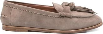 Aquazzura Freddie Suede Flat Mocassin - Dames - Loafers - Grijs - 38 EU - Leer - Schoenen