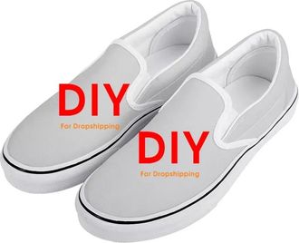 Generic Personalised Canvas Shoes Men Women DIY Fashion Comfortable Custom Graphic Sneakers Solid Color Casual Flat Shoes White