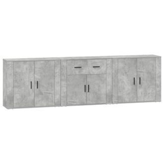 vidaXL Aparadores 3 Piezas Madera Contrachapada Gris Hormig&oacute;n Vidaxl