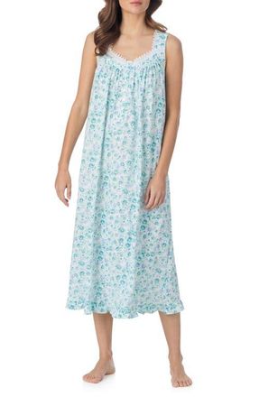 Eileen West Sleeveless Cotton Nightgown in Aquamult at Nordstrom, Size X-Large