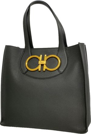 Ferragamo Black Leather Tote Bag (Pre-Owned)