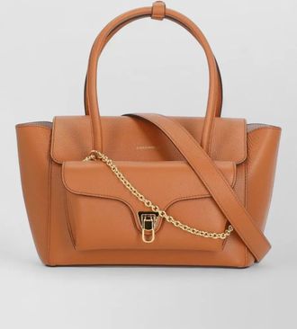 Coccinelle tote bag pebbled leather chain detail
