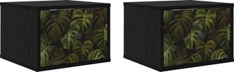 vidaXL Mesita De Noche De Pared Elburg 2 Uds. Roble Negro Vidaxl