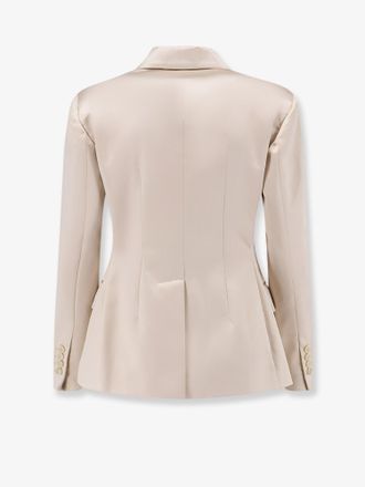 Brunello Cucinelli Womens Blazer Double-Breasted Silk Beige Blazers Jacket