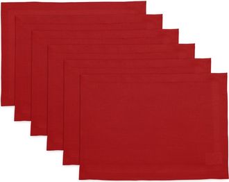 Solino Home Linen Placemats Set of 4, 14 x 19 Inch for Dining Table, Holiday and Everyday Table Decor - Fete in Red at Nordstrom, Size Medium