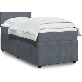 vidaXL Cama Box Spring Con Colch&oacute;n Terciopelo Gris Oscuro 100x200 Cm