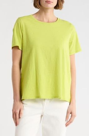 Eileen Fisher Crewneck Short Sleeve Organic Cotton T-Shirt in Chartreuse at Nordstrom Rack, Size Xx-Small