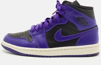 Air Jordan s Purple/black Leather Jordan 1 Mid Sneakers