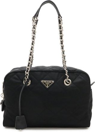 Prada Nylon Leather Chain Shoulder Bag