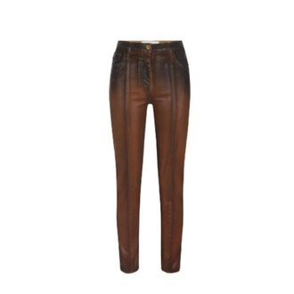 Elisabetta Franchi Cigarette Denim Broek - Dames - Broeken - Bruin - Maat: W27 Denim