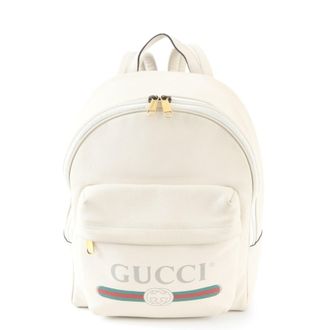 Gucci Black White Leather Backpack Shoulder Bag (Pre-Owned)