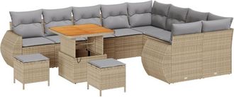 vidaXL Vidaxl - Garden Sofa Set Height-Adjustable 12 pcs Beige Poly Rattan