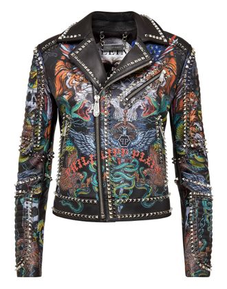 Philipp Plein Leather Biker Tattoo