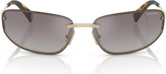 Miu Miu 69mm Oversize Oval Sunglasses in Pale Gold/blue Mirror Silver at Nordstrom