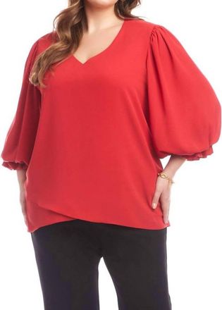 Karen Kane Layered Sleeve Asymmetric Top - Plus In Tomato