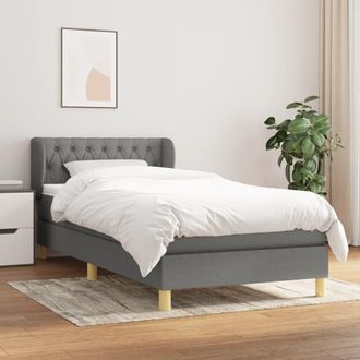 vidaXL Cama Box Spring Con Colch&oacute;n Tela Gris Oscuro 90x190 Cm Vidaxl
