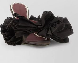 Magda Butrym silk satin floral appliqu&eacute; mules