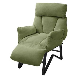 ML Design Sill&oacute;n de relax reclinable verde ajustable tapizado funda de lino