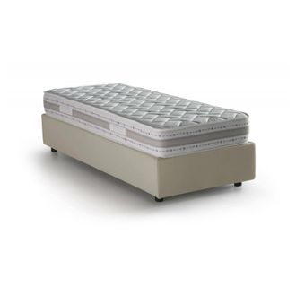 Dmora Cama Individual Dmeol, Cama Contenedor Con Revestimiento De Tela, 100% Made In Italy, Apertura Frontal, Con Colch&oacute;n Cm 90x190 Incluido, Beige - Dmora