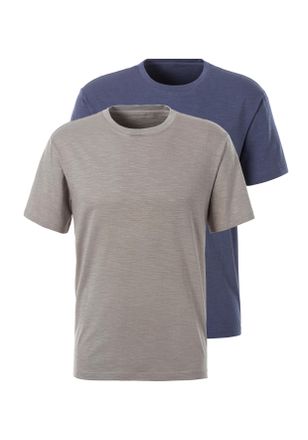 John Devin T-Shirt JOHN DEVIN mit Slub-Garn Struktur, Herren, Gr. XXL (60/62), blau (blau, grau), Slub, Obermaterial: 100% Baumwolle, meliert, bequem, Rundhals, 