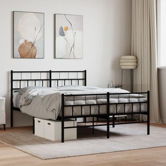 vidaXL Estructura Cama Sin Colch&oacute;n Con Estribo Metal Negro 140x200 Cm Vidaxl