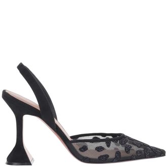 Amina Muaddi Black Slingback Pumps