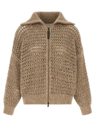 Brunello Cucinelli Beige Embellished Cardigan