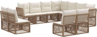 vidaXL Conjunto De Sof&aacute;s De Jard&iacute;n 11 Uds. Beige Rat&aacute;n Sint&eacute;tico Vidaxl
