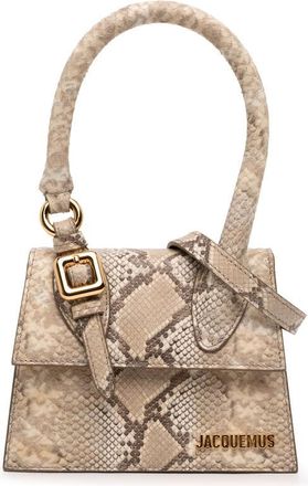 Jacquemus Pre-owned Jacquemus Snake Embossed Leather Le Chiquito Moyen Satchel Ladies MQEHQ92CZSBLKX2D