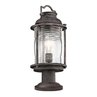 Elstead Lighting Linterna de pedestal exterior en zinc antiguo, altura 47 cm