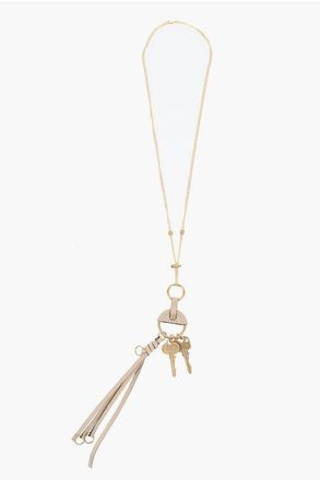 Chlo&eacute; Gold-Tone Metal Necklace with Leather Details size Unica