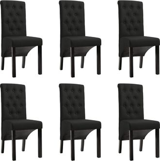 vidaXL Vidaxl - Sillas De Comedor Giratorias 6 Unidades Tela Negras