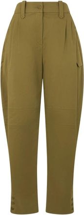 Alberta Ferretti Capri broek met hoge taille - Dames - Chinos - Groen - S - Katoen - Broeken
