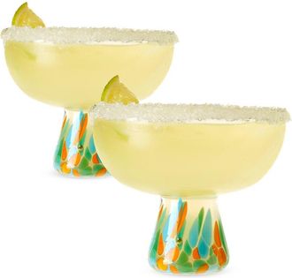 Twine Set Of 2 Viajar Wide Stemmed Recycled Margarita Glasses