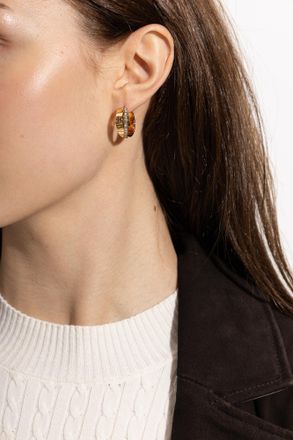 Tory Burch Earrings With Sparkling Crystals, Womens, Gold