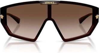 Versace Shield Full Rim Gradient Clip-On Sunglasses - Brown