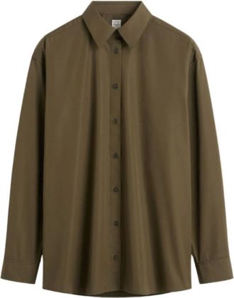 Toteme Overhemden, Dames, Bruin, S, Katoen, Katoenen overhemd met knopen