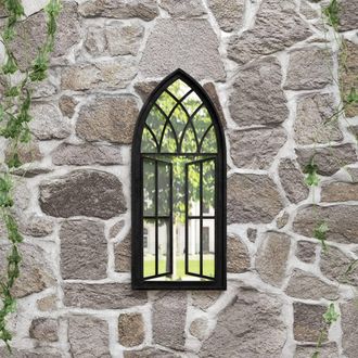 vidaXL Espejo De Jard&iacute;n Hierro Negro Para Exterior 70x30 Cm Vidaxl