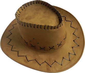 Generic Leather Western Hats for Men Women Men Summer Western Cowboy Hat Shapeable Wide Brim Sun Hat Sparkly Top Hat (YE1, One Size)