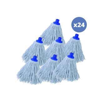 MSV Msv - Juego De 24 Flecos De Recambio Para Fregona De Algod&oacute;n Blanco De 250gr Con Punta Hexagonal