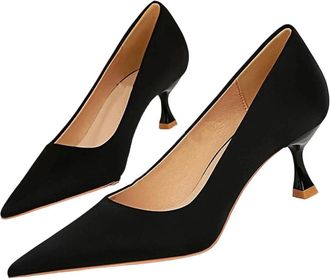 Generic Womens Satin High Heel Pumps Summer Casual Business Office Wedding Dress Shoes Black