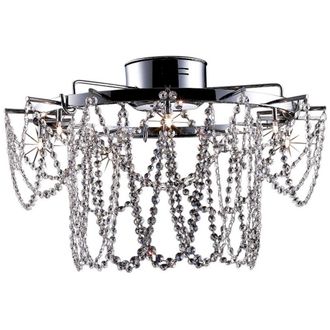 Netlighting Tabor Glass & Crystal Ceiling Light Chrome in Grey