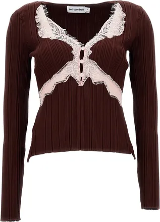 Self Portrait Lace Knit Top