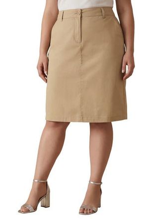 Jessica London Stretch Cotton Chino Skirt in Desert Rose at Nordstrom, Size 28