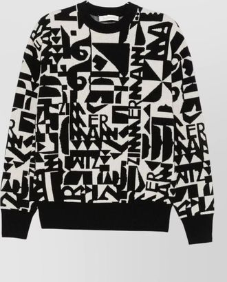 Zimmermann wool intarsia logo-pattern crew-neck ribbed-hem jumper