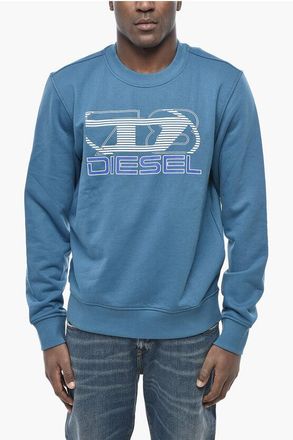 Diesel Cotton Blend Crewneck Sweatshirt S-GINN-K43 with Printed Log size Xl