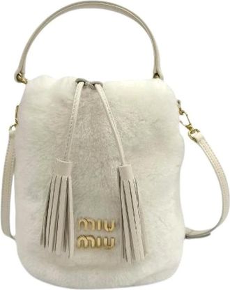Miu Miu Pre-owned Shearling 2way Shoulder Bag - Pre-owned - Mujer - Blanco - ONE SIZE